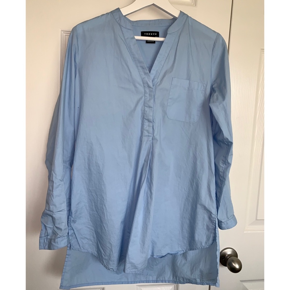 Trouve Long Blue Blouse